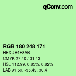 カラーコード: RGB 180 248 171 | qconv.com