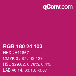 カラーコード: RGB 180 24 103 | qconv.com