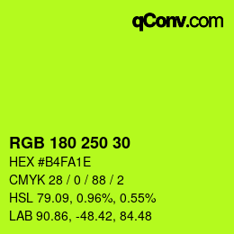 Color code: RGB 180 250 30 | qconv.com