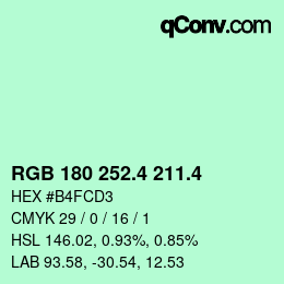 カラーコード: RGB 180 252.4 211.4 | qconv.com