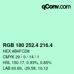 カラーコード: RGB 180 252.4 216.4 | qconv.com