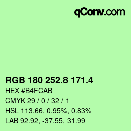 カラーコード: RGB 180 252.8 171.4 | qconv.com