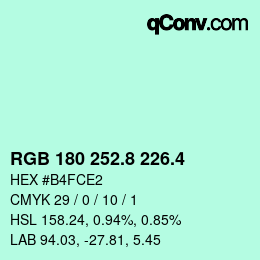 カラーコード: RGB 180 252.8 226.4 | qconv.com