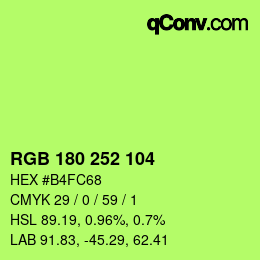 Color code: RGB 180 252 104 | qconv.com