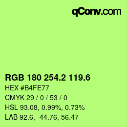 カラーコード: RGB 180 254.2 119.6 | qconv.com