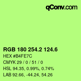 カラーコード: RGB 180 254.2 124.6 | qconv.com