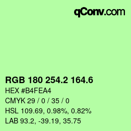 カラーコード: RGB 180 254.2 164.6 | qconv.com