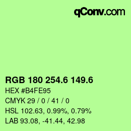 カラーコード: RGB 180 254.6 149.6 | qconv.com