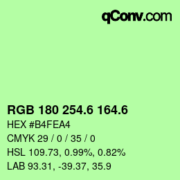 カラーコード: RGB 180 254.6 164.6 | qconv.com