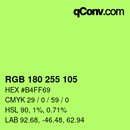 Color code: RGB 180 255 105 | qconv.com