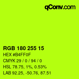 Color code: RGB 180 255 15 | qconv.com