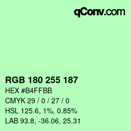 Color code: RGB 180 255 187 | qconv.com