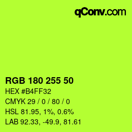 Color code: RGB 180 255 50 | qconv.com