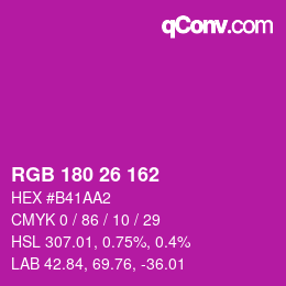 Color code: RGB 180 26 162 | qconv.com
