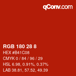 カラーコード: RGB 180 28 8 | qconv.com