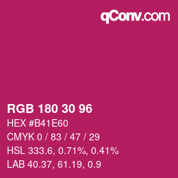 Farbcode: RGB 180 30 96 | qconv.com