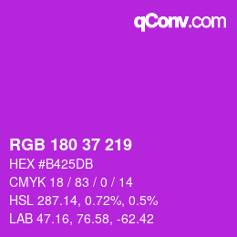 Color code: RGB 180 37 219 | qconv.com