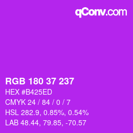 Color code: RGB 180 37 237 | qconv.com