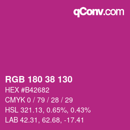 Color code: RGB 180 38 130 | qconv.com