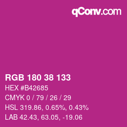 Color code: RGB 180 38 133 | qconv.com