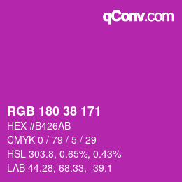 Color code: RGB 180 38 171 | qconv.com