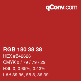 Color code: RGB 180 38 38 | qconv.com
