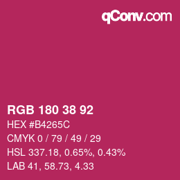 Color code: RGB 180 38 92 | qconv.com