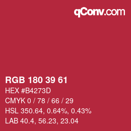 Color code: RGB 180 39 61 | qconv.com