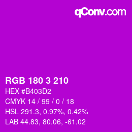 Color code: RGB 180 3 210 | qconv.com