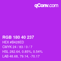 Color code: RGB 180 40 237 | qconv.com