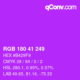 Código de color: RGB 180 41 249 | qconv.com