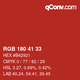 カラーコード: RGB 180 41 33 | qconv.com