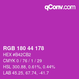 颜色代码: RGB 180 44 178 | qconv.com