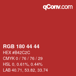 カラーコード: RGB 180 44 44 | qconv.com