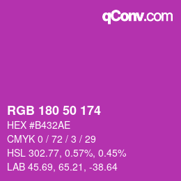 Color code: RGB 180 50 174 | qconv.com