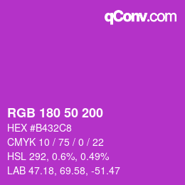 Color code: RGB 180 50 200 | qconv.com