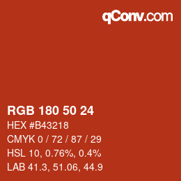 颜色代码: RGB 180 50 24 | qconv.com