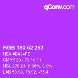 Color code: RGB 180 52 253 | qconv.com