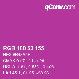 Color code: RGB 180 53 155 | qconv.com