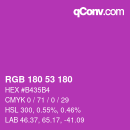 Color code: RGB 180 53 180 | qconv.com
