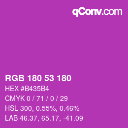 Color code: RGB 180 53 180 | qconv.com