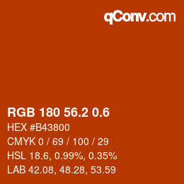 カラーコード: RGB 180 56.2 0.6 | qconv.com