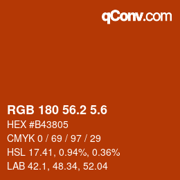 カラーコード: RGB 180 56.2 5.6 | qconv.com