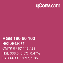 颜色代码: RGB 180 60 103 | qconv.com