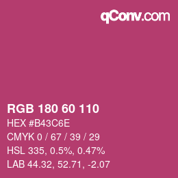 颜色代码: RGB 180 60 110 | qconv.com