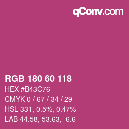 颜色代码: RGB 180 60 118 | qconv.com