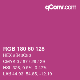 颜色代码: RGB 180 60 128 | qconv.com