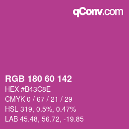 颜色代码: RGB 180 60 142 | qconv.com