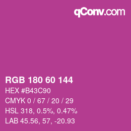 颜色代码: RGB 180 60 144 | qconv.com