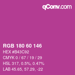 颜色代码: RGB 180 60 146 | qconv.com